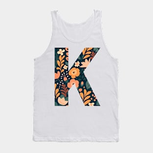 Whimsical Floral Letter K Tank Top